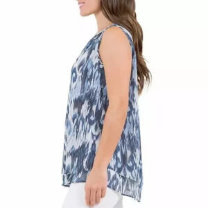 Cristina B Women’s Sleeveless Tunic V-Neck Flowy Double Layer Tank